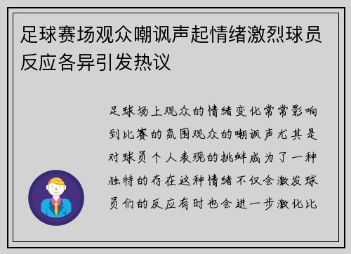 足球赛场观众嘲讽声起情绪激烈球员反应各异引发热议